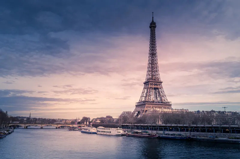 Eiffel Tower and Paris skyline representing student life in France